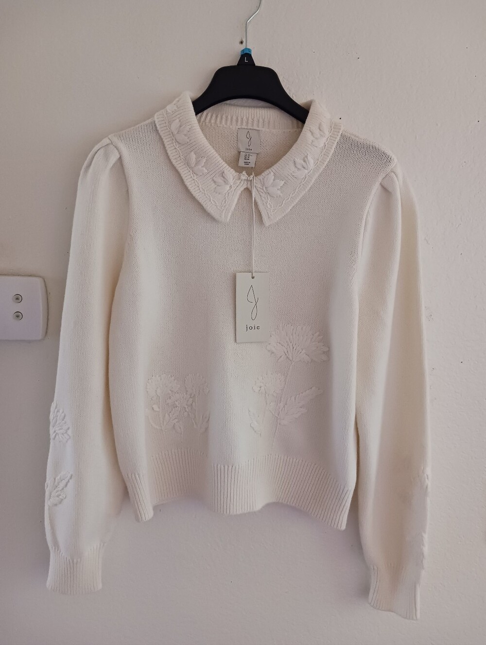 JOIE Embroidery Babydoll Collar Sweater